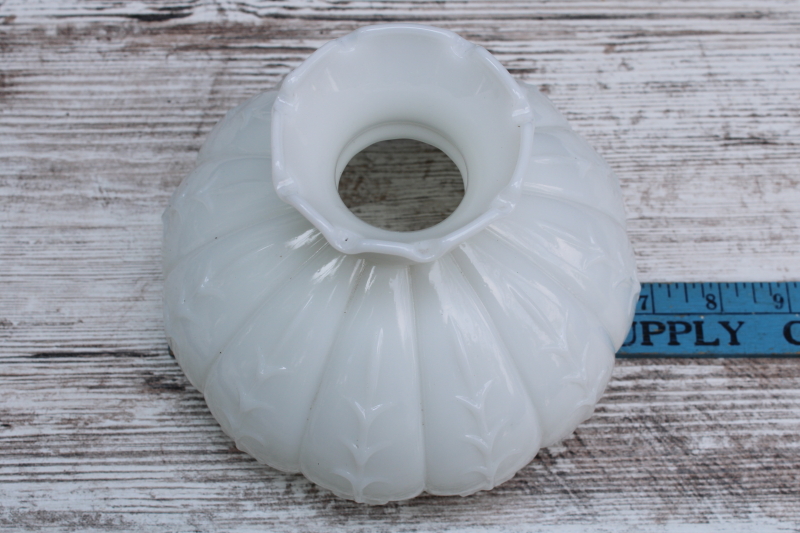 photo of vintage milk glass shade, small lampshade w/ embossed pattern, melon shape opaline glass shade  #5