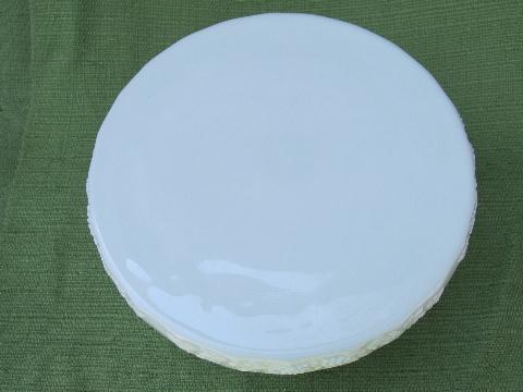 photo of vintage milk glass skirted cake stand, Westmoreland paneled grape #3