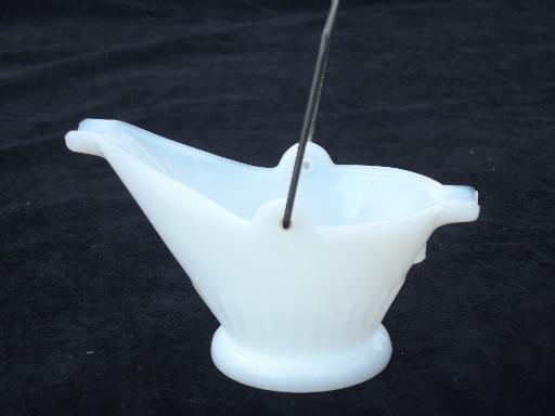 photo of vintage milk glass smoking stand pipe holder ashtray, bucket shape whimsy #1