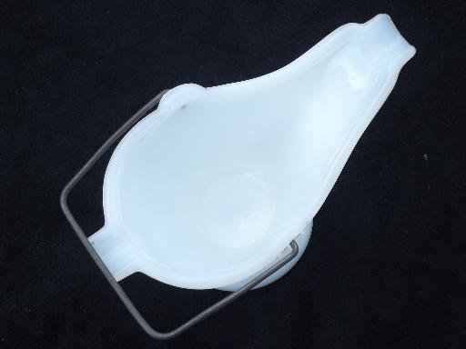 photo of vintage milk glass smoking stand pipe holder ashtray, bucket shape whimsy #5