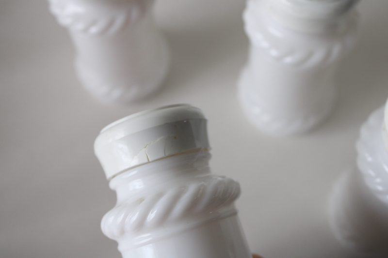 photo of vintage milk glass spice jars set, Indiana glass or Hazel Atlas? #3