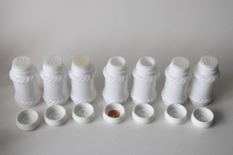 photo of vintage milk glass spice jars set, Indiana glass or Hazel Atlas? #4