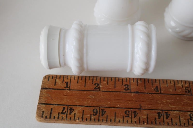 photo of vintage milk glass spice jars set, Indiana glass or Hazel Atlas? #8