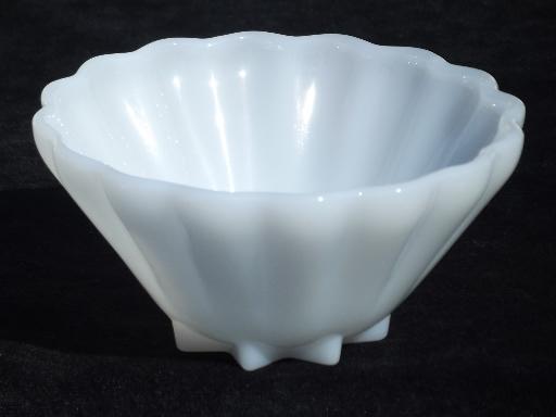 photo of vintage milk glass star shape bowls, Anchor Hocking Rachel pattern #2