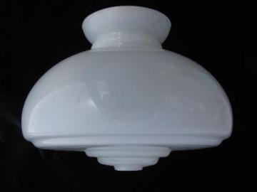 catalog photo of vintage milk glass student lamp shade, for schoolhouse or kitchen hanging light