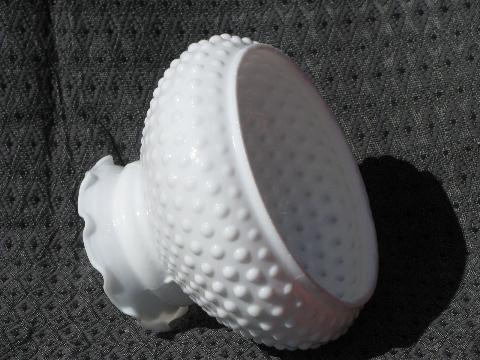 photo of vintage milk glass student table lamp light shade, hobnail pattern #2