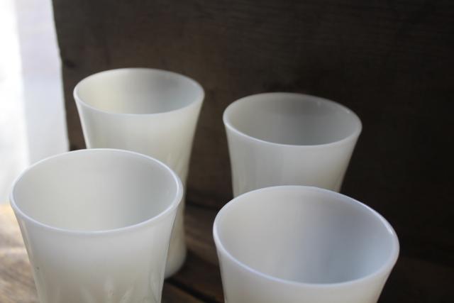 photo of vintage milk glass tumblers, Anchor Hocking Prescut pineapple pattern drinking glasses #3