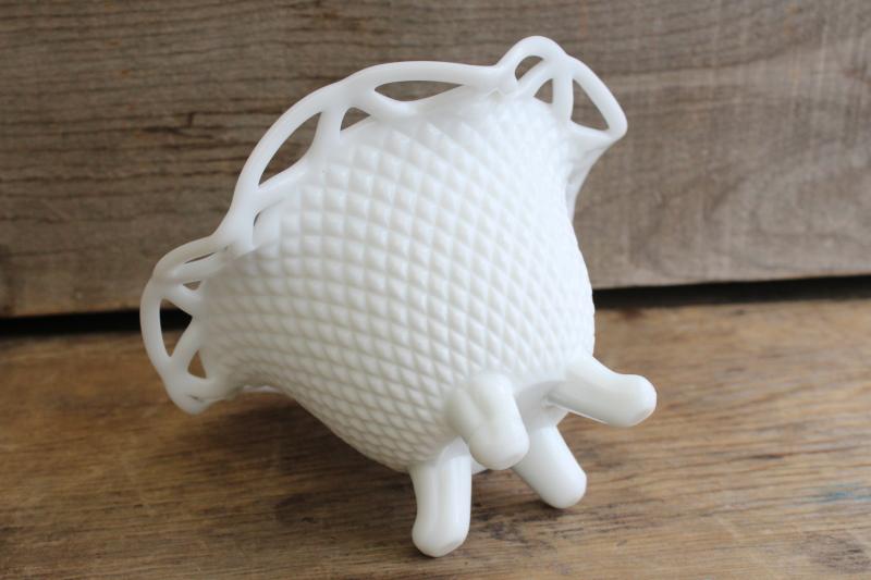 photo of vintage milk glass vase, Imperial lace laced edge crocheted crystal pattern #3