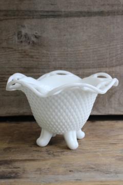 catalog photo of vintage milk glass vase, Imperial lace laced edge crocheted crystal pattern