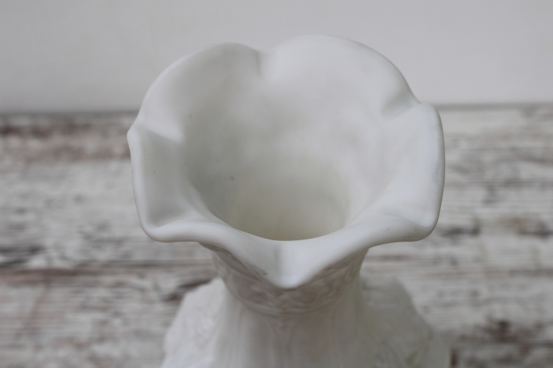 photo of vintage milk glass vase embossed blackberries, loganberry pattern Imperial glass frosted white satin glass  #3