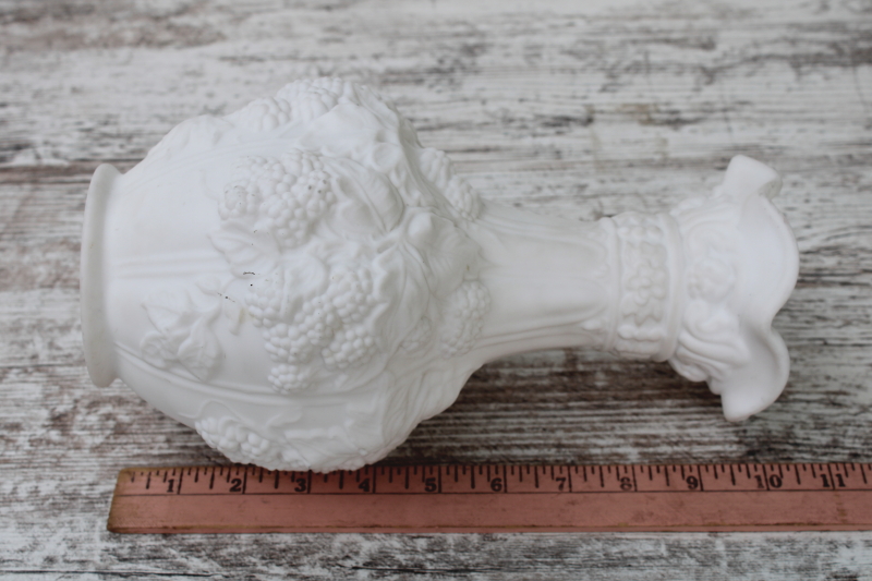 photo of vintage milk glass vase embossed blackberries, loganberry pattern Imperial glass frosted white satin glass  #4