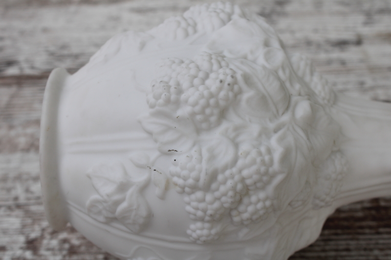 photo of vintage milk glass vase embossed blackberries, loganberry pattern Imperial glass frosted white satin glass  #5