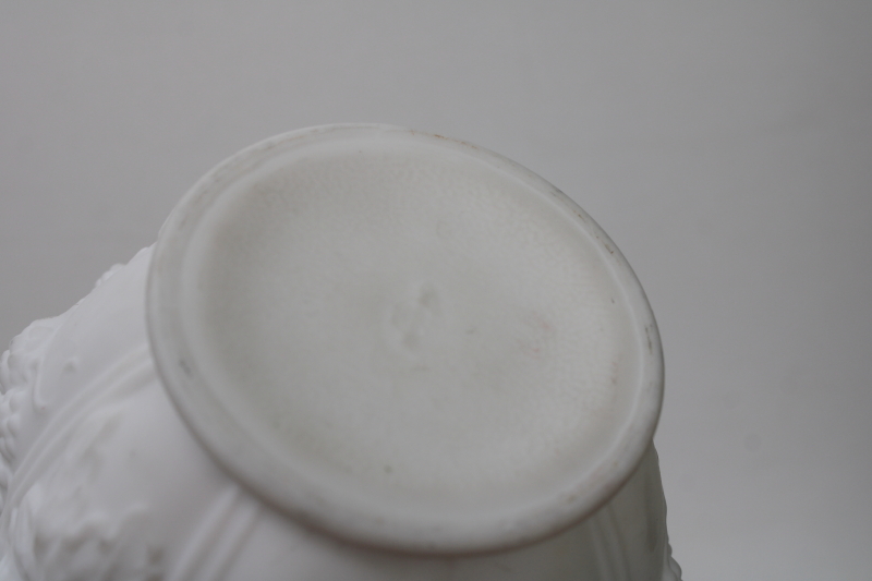 photo of vintage milk glass vase embossed blackberries, loganberry pattern Imperial glass frosted white satin glass  #6