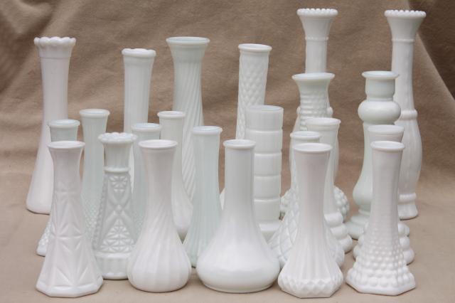 photo of vintage milk glass vases, florists vase lot for wedding flowers, displays #1