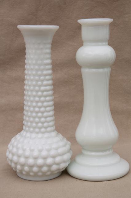 photo of vintage milk glass vases, florists vase lot for wedding flowers, displays #7