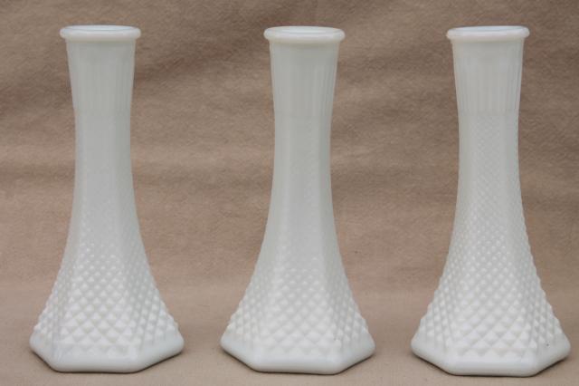 photo of vintage milk glass vases, florists vase lot for wedding flowers, displays #8