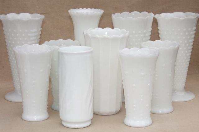 photo of vintage milk glass vases, florists vase lot for wedding flowers, displays #1