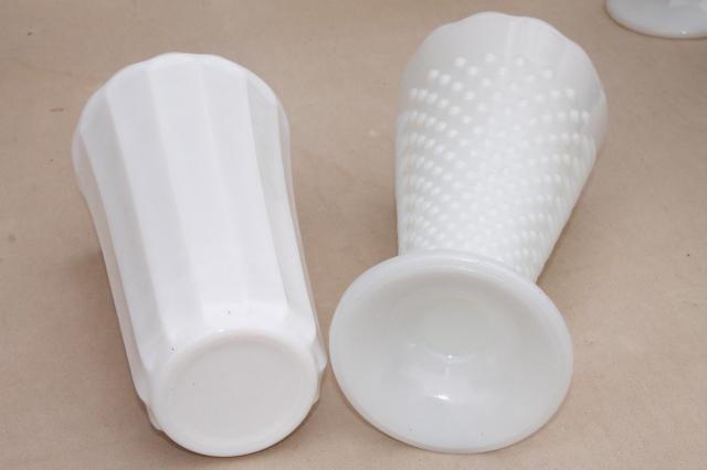 photo of vintage milk glass vases, florists vase lot for wedding flowers, displays #2