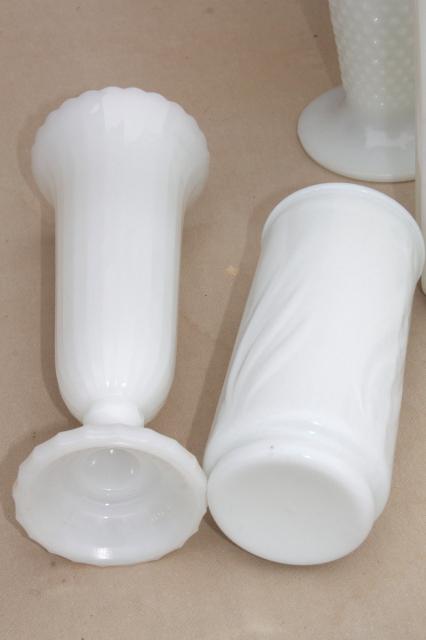 photo of vintage milk glass vases, florists vase lot for wedding flowers, displays #5