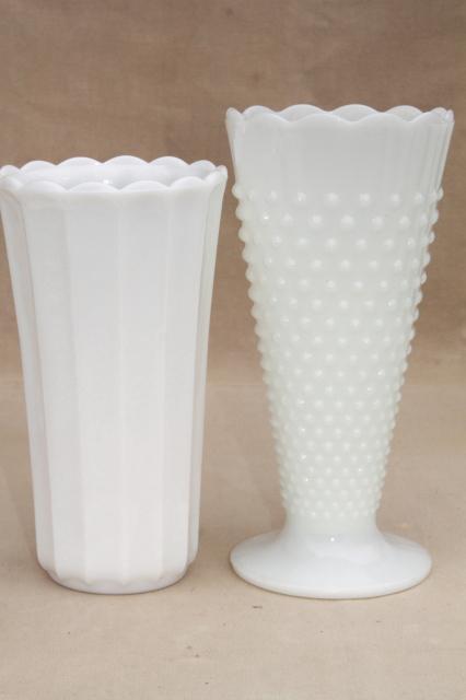 photo of vintage milk glass vases, florists vase lot for wedding flowers, displays #12