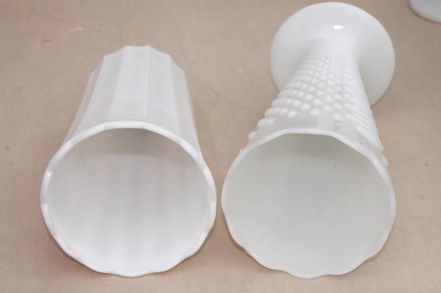 photo of vintage milk glass vases, florists vase lot for wedding flowers, displays #13