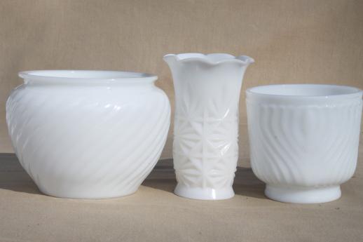 photo of vintage milk glass vases & flower bowls, huge lot of florists vases for wedding flowers, displays #6