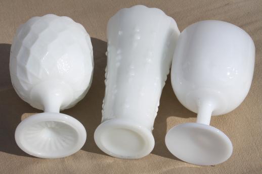 photo of vintage milk glass vases & flower bowls, huge lot of florists vases for wedding flowers, displays #11