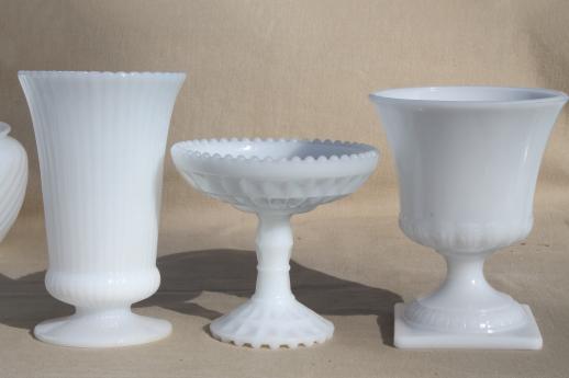 photo of vintage milk glass vases & flower bowls, huge lot of florists vases for wedding flowers, displays #12