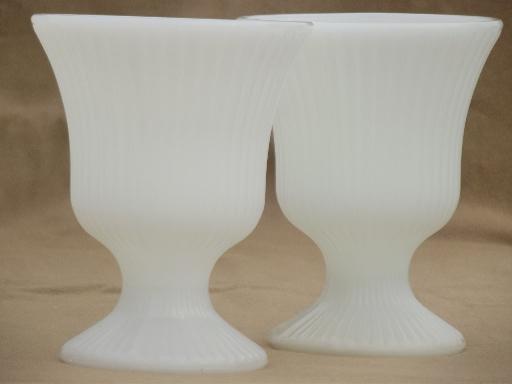 photo of vintage milk glass vases lot, 12 classical urns & fluted shape planters #5