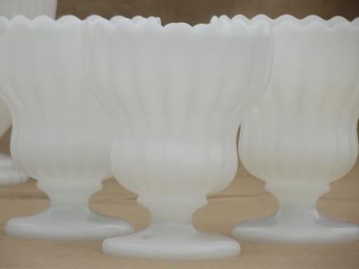 photo of vintage milk glass vases lot, 12 classical urns & fluted shape planters #6