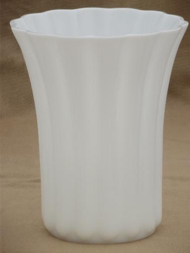 photo of vintage milk glass vases lot, 12 classical urns & fluted shape planters #7