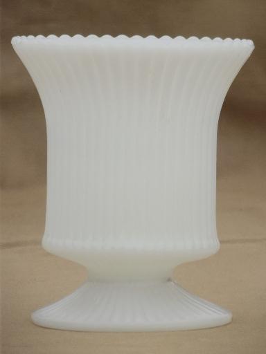 photo of vintage milk glass vases lot, 12 classical urns & fluted shape planters #9