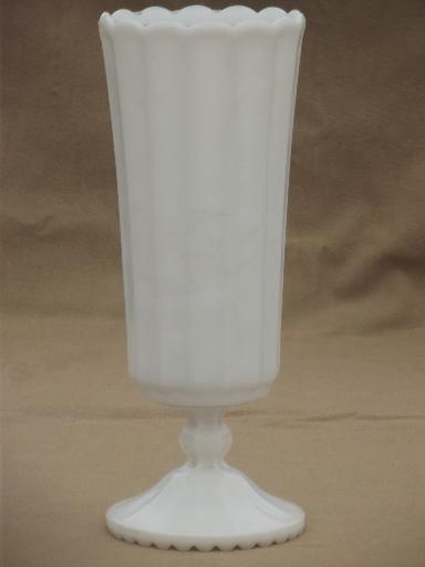 photo of vintage milk glass vases lot, 12 classical urns & fluted shape planters #12