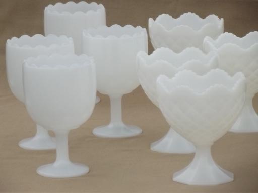 photo of vintage milk glass vases lot, florist glass flower urns & goblet shapes  #1