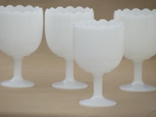 photo of vintage milk glass vases lot, florist glass flower urns & goblet shapes  #2