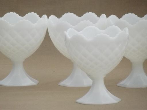 photo of vintage milk glass vases lot, florist glass flower urns & goblet shapes  #4