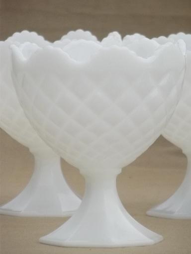 photo of vintage milk glass vases lot, florist glass flower urns & goblet shapes  #5