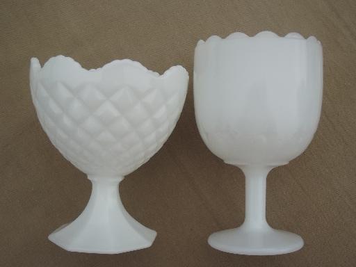 photo of vintage milk glass vases lot, florist glass flower urns & goblet shapes  #7