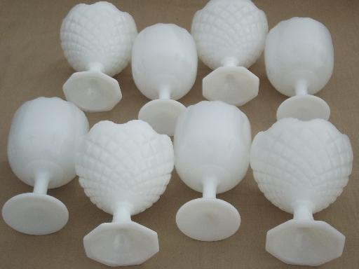 photo of vintage milk glass vases lot, florist glass flower urns & goblet shapes  #8