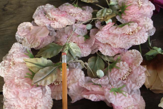 photo of vintage millinery trims lot hat flowers, organza & velvet fabric corsage roses etc. #4