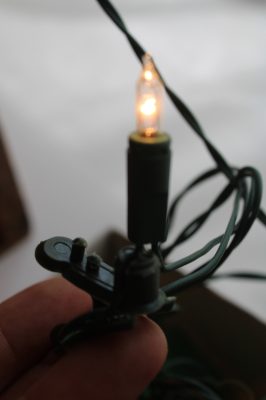 photo of vintage mini lights, old fashioned hurricane lamp clip type midget bulb Christmas lights  #3
