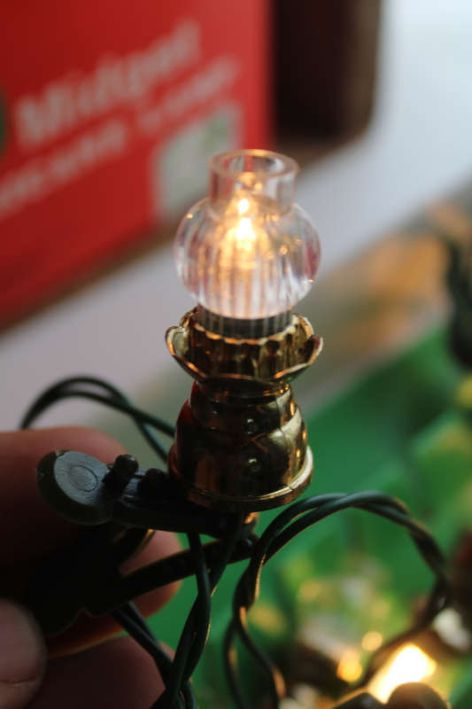 photo of vintage mini lights, old fashioned hurricane lamp clip type midget bulb Christmas lights  #4