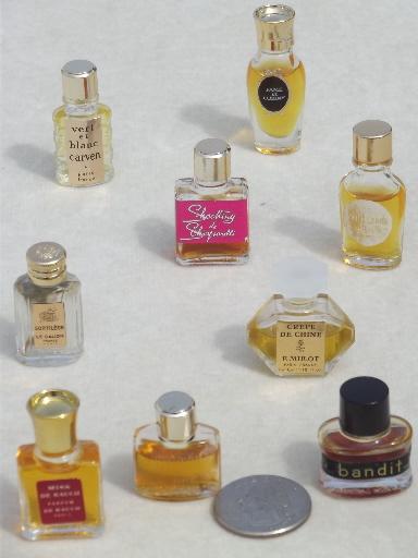 photo of vintage miniature  perfume bottles, mini glass French perfumes in box #2