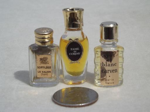 photo of vintage miniature  perfume bottles, mini glass French perfumes in box #6
