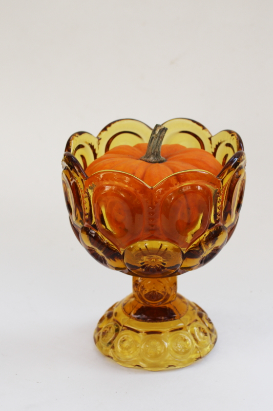 photo of vintage moon and stars amber glass candy dish, small compote or planter vase #4
