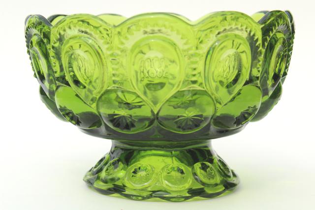 photo of vintage moon and stars pattern green glass candy dishes, instant collection #5