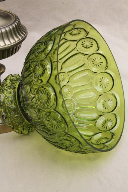 photo of vintage moon & stars pattern glass shade, green glass lampshade table lamp #8