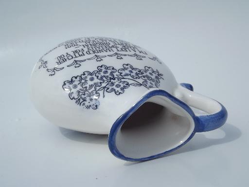 photo of vintage motto china pitcher, left handed southpaw handle for lefties! #3