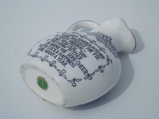 photo of vintage motto china pitcher, left handed southpaw handle for lefties! #4