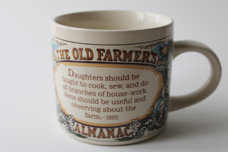 photo of vintage mug Old Farmer's Almanac 1892 quote, useful sons & daughters farm country life skills  #1